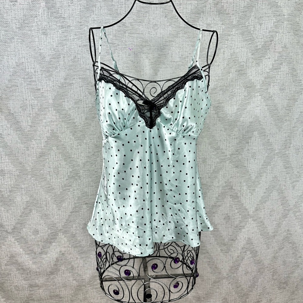 Linea Donatella polka dot blue silky cami size M